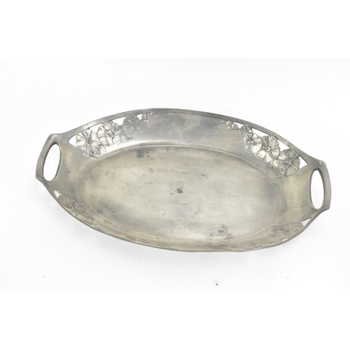 136 - Mixed late 19th/early 20th century pewter to include an 'Osiris' stylised floral designed bowl, stam... 