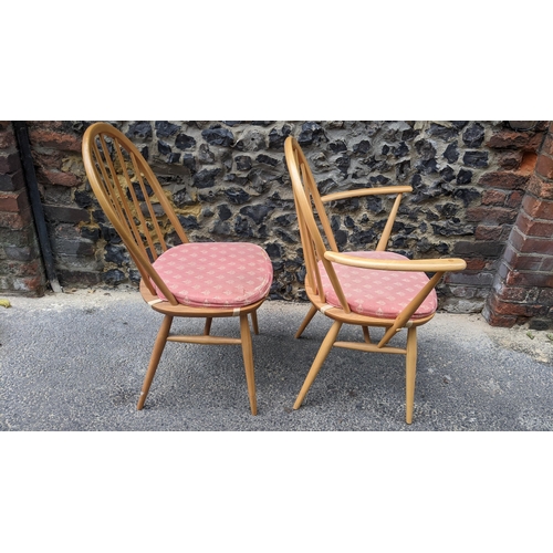 139 - Lucian Ercolani for Ercol, two vintage Windsor range elm and beech chairs with hoop spindle backs to... 