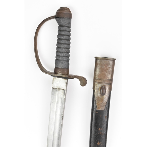 154 - A Victorian British Constabulary/Prison Warden short sword, with shagreen wired grip and D-form knuc... 