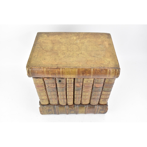 159 - An An early 20th century French leather bound Tantalus in the form of a stack of books, the exterior... 