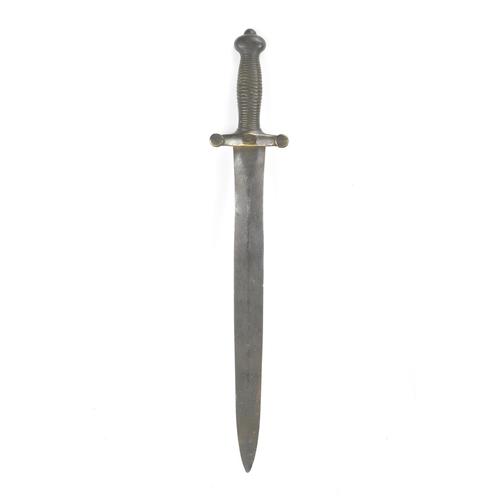 174 - A 19th Century 1831 pattern French Artillery short sword. Gladius type sword with a brass ribbed hil... 