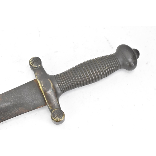 174 - A 19th Century 1831 pattern French Artillery short sword. Gladius type sword with a brass ribbed hil... 