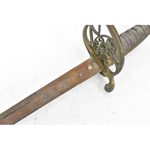 175 - A Victorian Infantry Officer's Sword, the 82.5cm single edge fullered steel blade etched with the sc... 