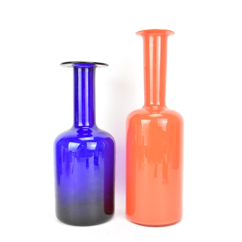 18 - Otto Brauer (1911-1984) for Holmegaard, 'Gulvvase' glass bottle vase in blue, circa 1960s, Unmarked,... 