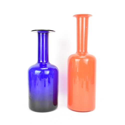 18 - Otto Brauer (1911-1984) for Holmegaard, 'Gulvvase' glass bottle vase in blue, circa 1960s, Unmarked,... 