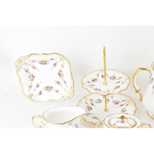 118 - A Royal Crown Derby Antoinette pattern tea and coffee service to include a hot water pot, tea pot, c... 