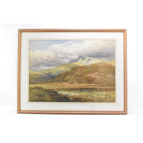 237 - Sutton Palmer (1854-1933) A watercolour a mountain landscape, signed to the lower left corner, 74cm ... 