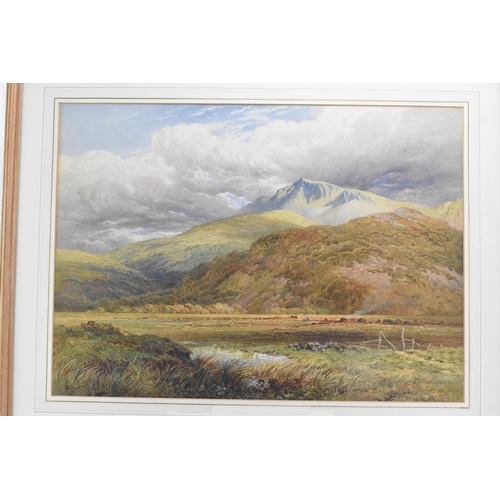 237 - Sutton Palmer (1854-1933) A watercolour a mountain landscape, signed to the lower left corner, 74cm ... 