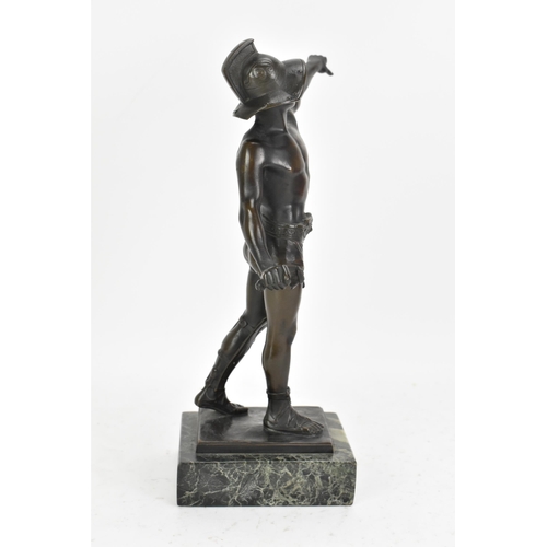 24 - Ferdinand Lugerth (Austrian 1885-1915) - Bronze model of a Roman Gladiator, mounted on a marble base... 