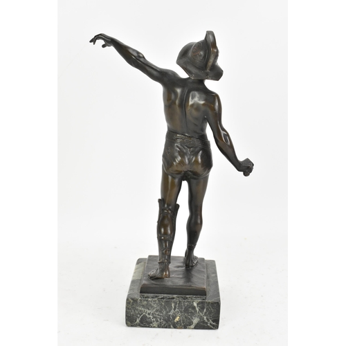 24 - Ferdinand Lugerth (Austrian 1885-1915) - Bronze model of a Roman Gladiator, mounted on a marble base... 