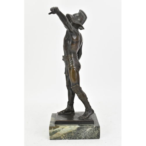 24 - Ferdinand Lugerth (Austrian 1885-1915) - Bronze model of a Roman Gladiator, mounted on a marble base... 