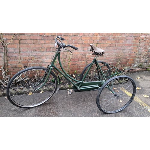 260 - An Edwardian Sunbeam tricycle, circa 1908/10, having a green loop frame and Abingdon No 4 model pate... 