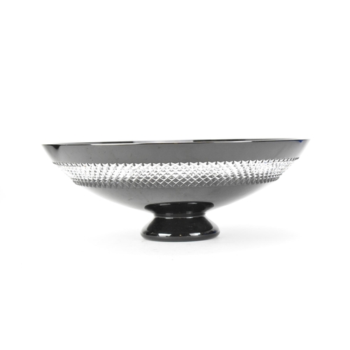 27 - A Waterford black lead crystal cut pedestal bowl designed by John Rocha, raised on a turned foot and... 