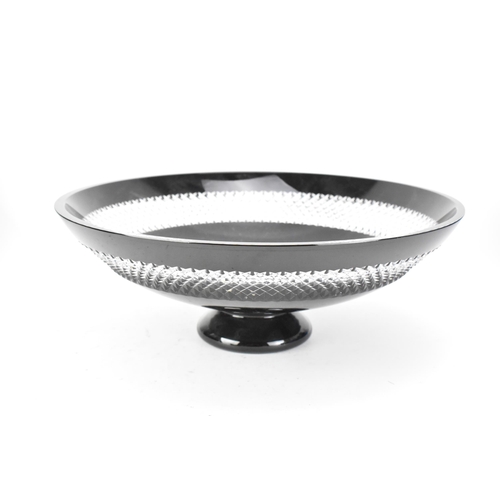 27 - A Waterford black lead crystal cut pedestal bowl designed by John Rocha, raised on a turned foot and... 