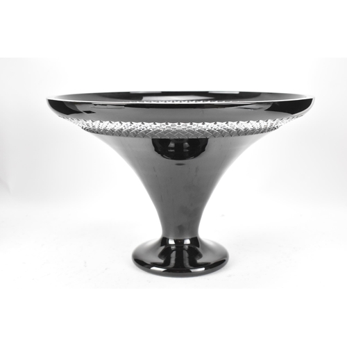 29 - A Waterford black lead crystal cut centre bowl, designed by John Rocha, of tapered form with a clear... 