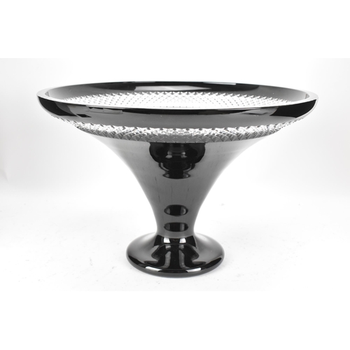 29 - A Waterford black lead crystal cut centre bowl, designed by John Rocha, of tapered form with a clear... 