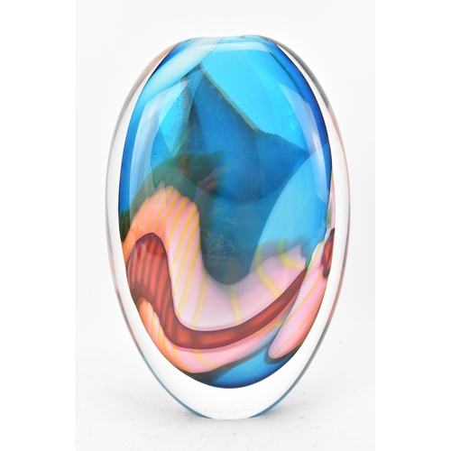 37 - Peter Layton (British, B.1917) A 'Paradiso' Studio art glass contemporary vase, of ovoid shape, in b... 