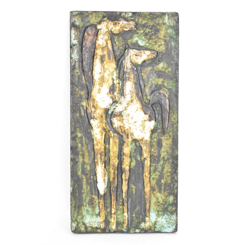 4 - A mid 20th century German, Helmut Schaffenacker, studio pottery rectangular wall hanging plaque, dec... 