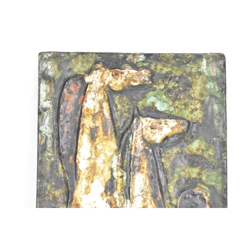 4 - A mid 20th century German, Helmut Schaffenacker, studio pottery rectangular wall hanging plaque, dec... 