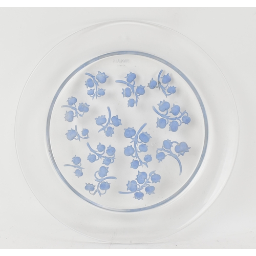 42 - An early 20th century René Lalique 'Muguet' plate, the clear glass circular plate with moulded decor... 