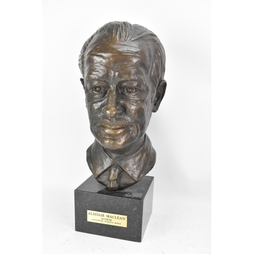 45 - Doreen Kern (British B. 1931) An Alistair Maclean bronze bust on a marble plinth, signed and dated (... 