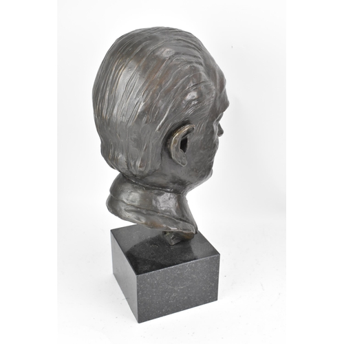 45 - Doreen Kern (British B. 1931) An Alistair Maclean bronze bust on a marble plinth, signed and dated (... 