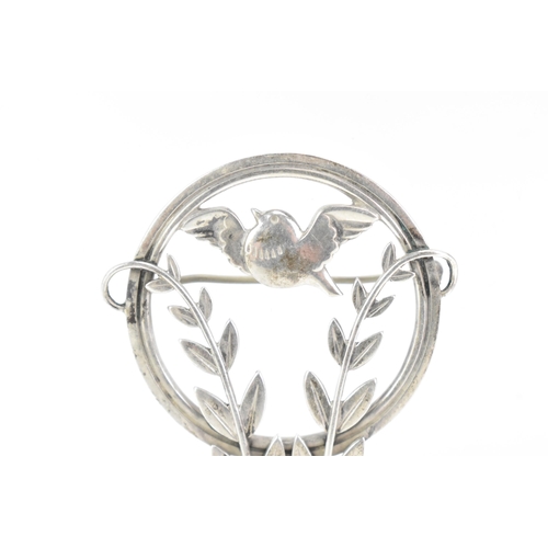 49 - A Georg Jensen Danish sterling silver bird brooch, import marks for London 1952, designed by Arno Ma... 