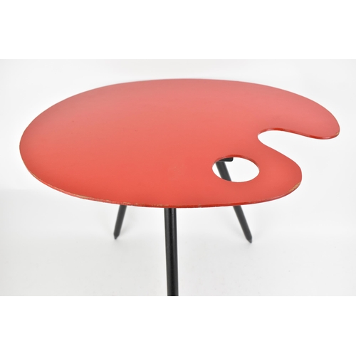 6 - A mid 20th century Bois Manu 'Palette' table, designed by Lucien De Roeck (1915-2002), having a red ... 