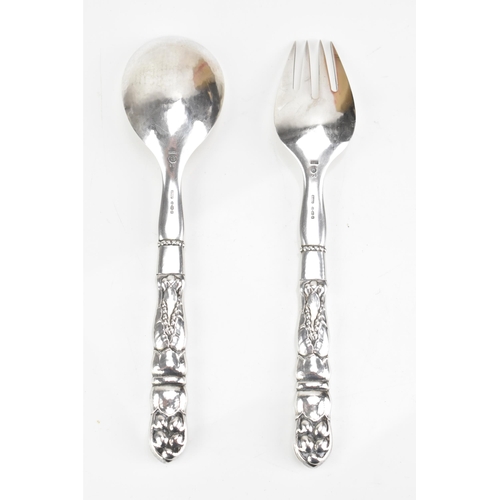 68 - A pair of Georg Jensen Danish sterling silver salad servers, import marks for London 1932, model no.... 