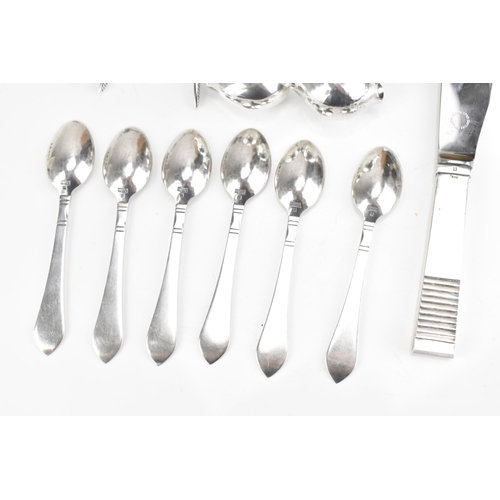 73 - A collection of early/mid 20th century Georg Jensen 925 silver cutlery, having various import marks,... 