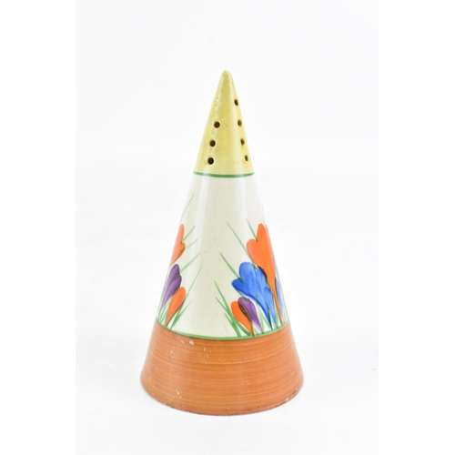 81 - An early 20th century Newport Pottery Bizarre Clarice Cliff Conical Sugar Caster, painted in the ora... 