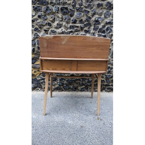 93 - An Ercol Lucian Ercolani, Windsor range, Model 479 retro vintage 1960s blonde beech and elm desk, ha... 