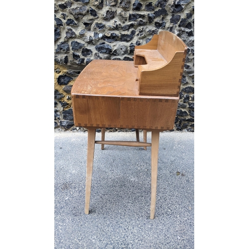 93 - An Ercol Lucian Ercolani, Windsor range, Model 479 retro vintage 1960s blonde beech and elm desk, ha... 