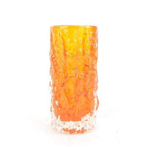 96 - A Whitefriars cylindrical bark vase in the Tangarine Orange colourway, pattern No 9689, designed by ... 