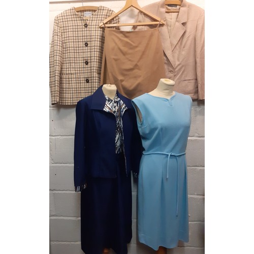 103 - A group of 1960-80's ladies clothing to include a Liz Claibourne black, red and white checked dress ... 