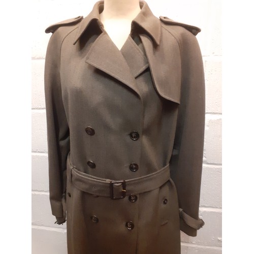 14 - Burberry- A vintage gents grey/brown pure new woollen trench coat having a double breasted front wit... 