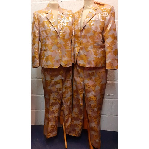 109 - Ssone- 2 gold brocade Echo blazers UK14 and 16 and 2 pairs of matching Echo trousers UK14 and 16 wov... 