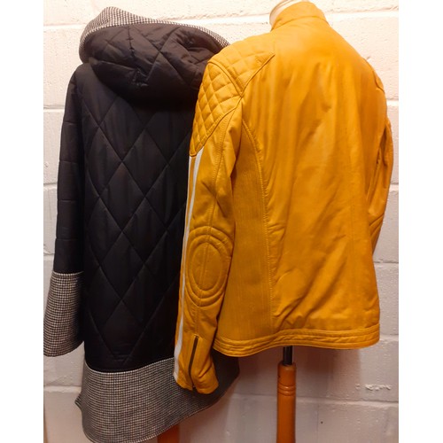 111 - Joe Brown- A mustard yellow biker style leather effect jacket, size large together with a James Lake... 