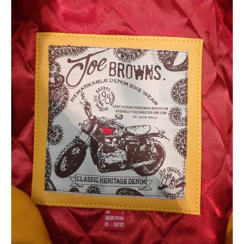 111 - Joe Brown- A mustard yellow biker style leather effect jacket, size large together with a James Lake... 