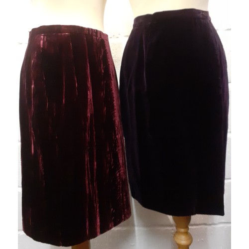 2 - Yves Saint Laurent- Two unworn 'Variation' skirts, one a deep purple wraparound skirt in cotton velv... 