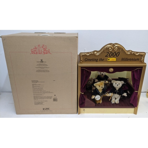 A Steiff '2000 Greeting the Millenium' Bear bandstand with A Steiff '2000 Greeting the Millenium' Bear bandstand with
