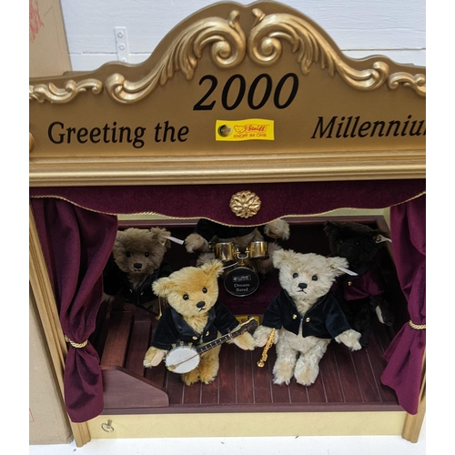 A Steiff 2000 Greeting the Millenium Bear bandstand with five limited edition bears playing instru