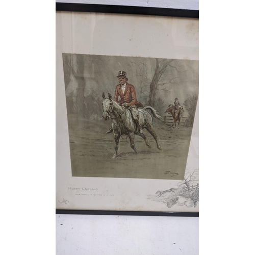 71 - Charlie Johnson Payne ' Snaffles' signed, framed, and glazed prints to include 'Merry England and wo... 