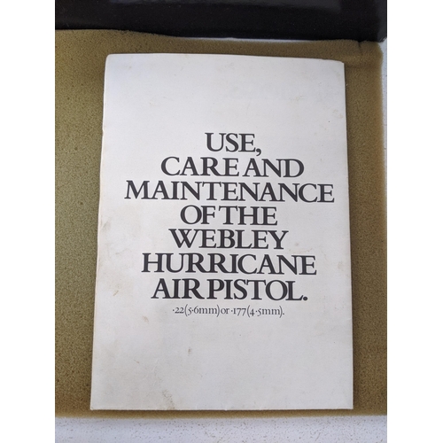 79 - A Webley & Scott Hurricane Air Pistol, with shaped chequered grip and adjustable sight, in the origi... 
