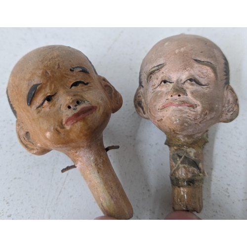 82 - Three early 20th century ceramic Chinese nodding figures, two are possibly a pair, together with a s... 