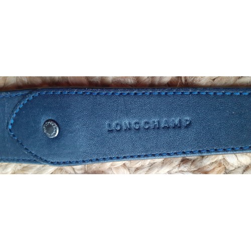 11 - Longchamp-A navy leather Pilage crossbody bag, made in Morocco, serial number partly worn on label h... 