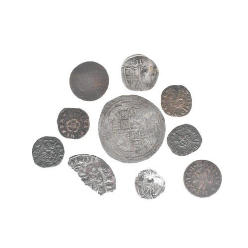 14 - A mixed group of interest to include James I/Charles I Farthings, Charles I Shilling A/F, Commonweal... 