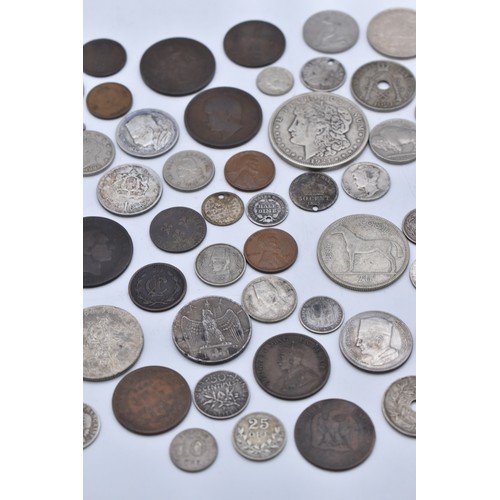 99 - A collection of 19th/20th Century World coins to include USA 1921 'Morgan' Dollar, 1898 5 Cents A/F,... 