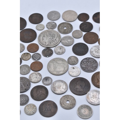 99 - A collection of 19th/20th Century World coins to include USA 1921 'Morgan' Dollar, 1898 5 Cents A/F,... 