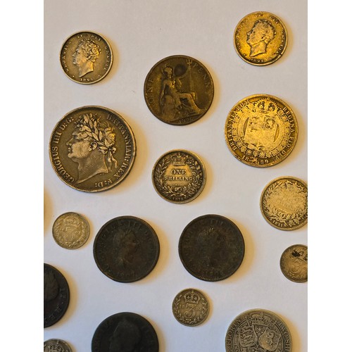 74 - Georgian and later British Silver and Copper coins to include, George IV 1822 Crown, William IV 1834... 